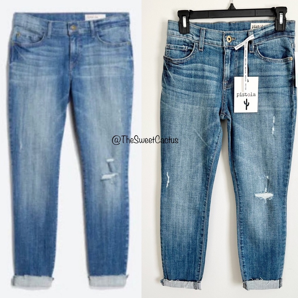 Pistola Cropped Denim Distressed Ankle Jeans Size 26